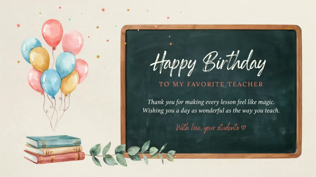 Heartfelt Birthday Wishes for Teacher from Student
