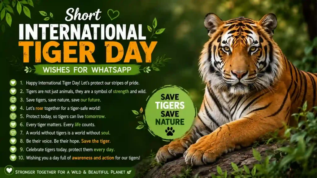 Short International Tiger Day Wishes for WhatsApp