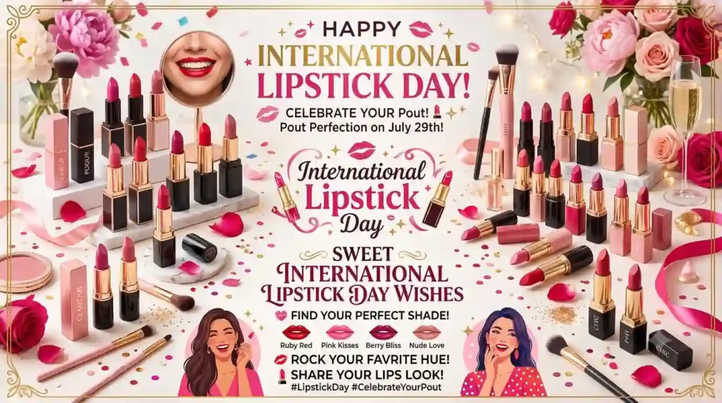  Sweet International Lipstick Day Wishes