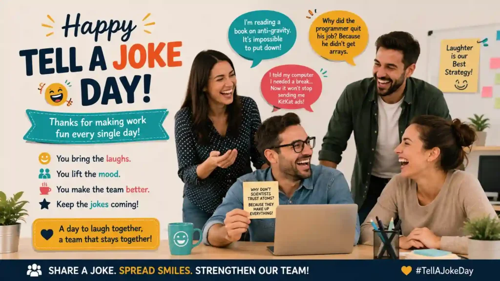 Tell a Joke Day Wishes for Coworkers