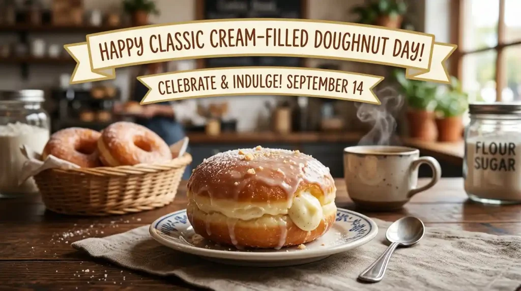 Classic Cream-Filled Doughnut Day Wishes
