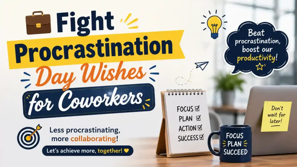 Fight Procrastination Day Wishes for Coworkers