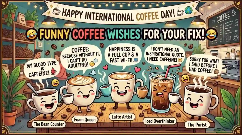 Funny International Coffee Day Wishes