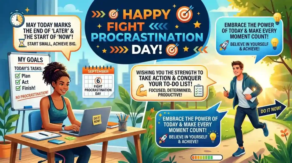Motivational Fight Procrastination Day Wishes