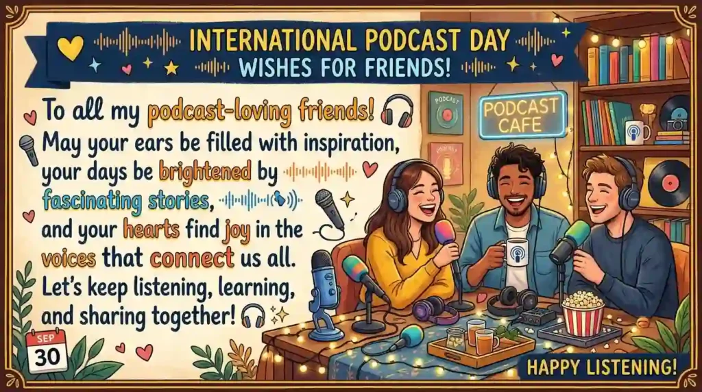 Sweet International Podcast Day Wishes for Friends