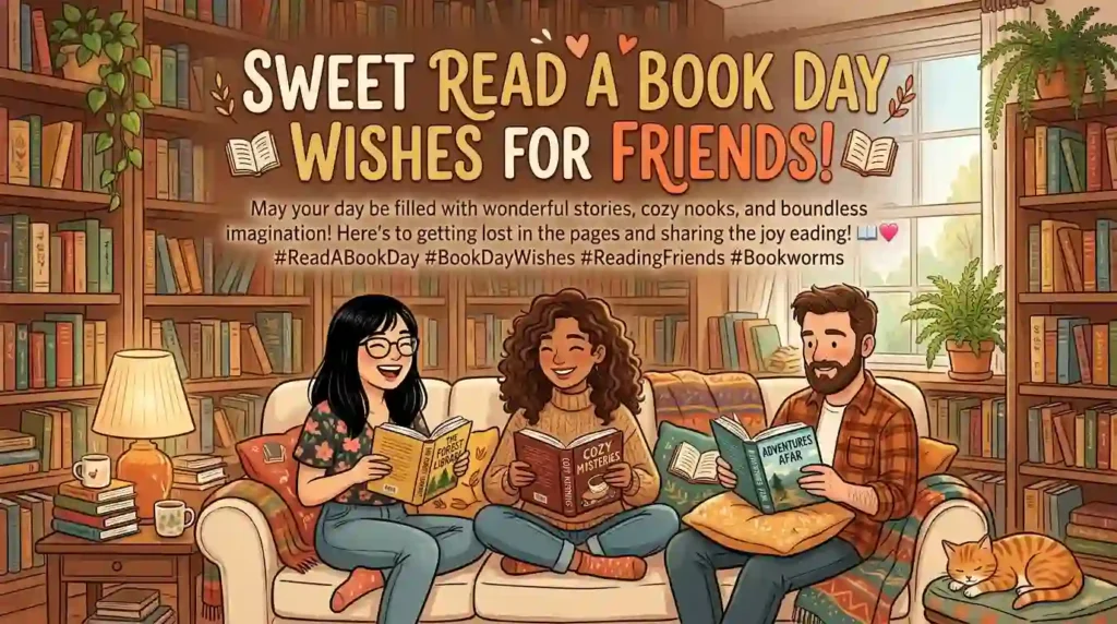 Sweet Read a Book Day Wishes for Friends