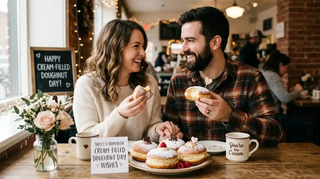 Sweet & Romantic Cream-Filled Doughnut Day Wishes