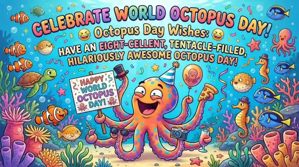 Funny World Octopus Day Wishes